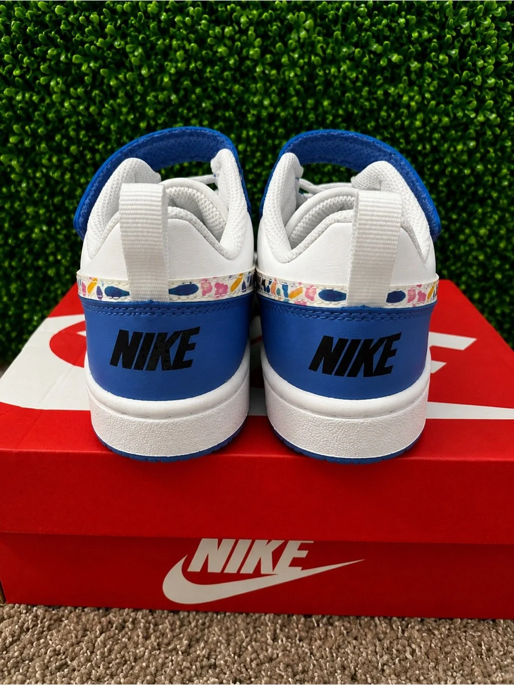 Nike  Court  Borough  Low PF (PS)  Size 2Y  Floral Swoosh – Brand  New in Box